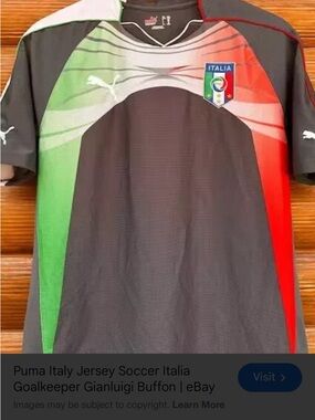Puma Italy Goalkeeper Shirt in Charcoal with Green, White & Red Accents